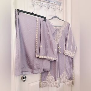Elegant Lavender Embroidered Outfit 3 pc